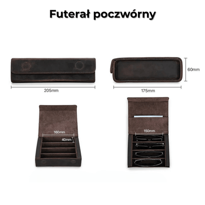 Futerał na okulary - podwójne, potrójne lub poczwórne - skóra naturalna