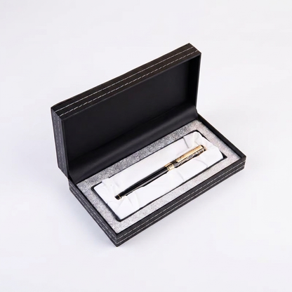 Silver Frame pudełko skórzane  na pióro – czarna elegancja