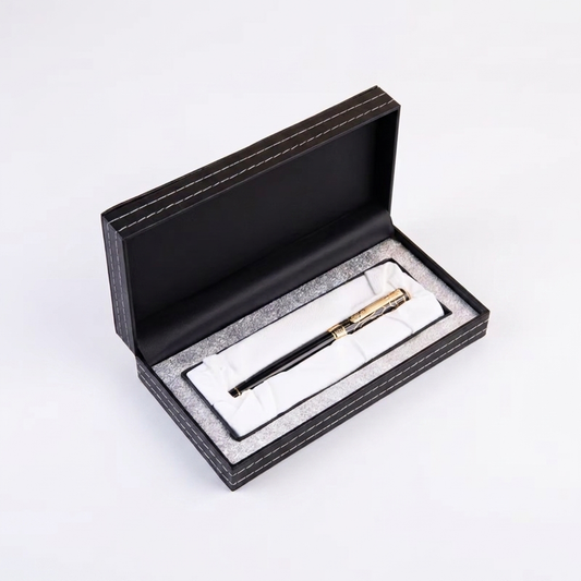 Silver Frame pudełko skórzane  na pióro – czarna elegancja