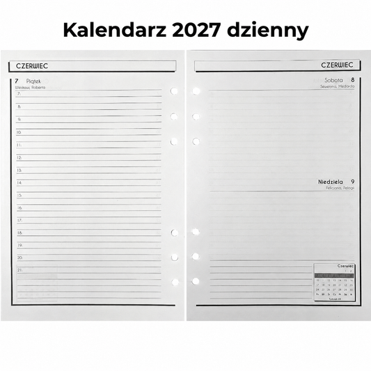 Dodatkowe wkłady do notatnika A5 - Kalendarz 2027, organizer 2027, linia, kratka, gładki, kraft